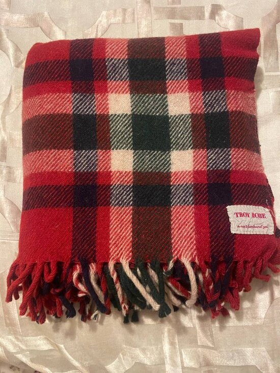 troy robe Other - Vintage wool Troy Robe Classic Plaid Throw Blanket | tartan Lodgecore Fringe USA